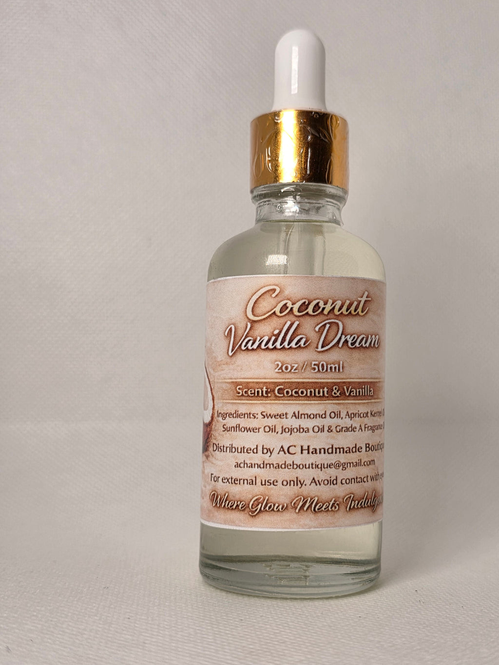 Coconut Vanilla Dream Body Oil – Coconut Vanilla Scent | Hydrating Glow Oil | Lightweight & Fast Absorbing (2oz/50ml)