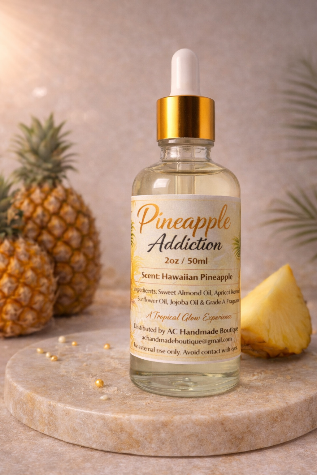 Pineapple Addiction Body Oil – Hawaiian Pineapple Scent | Hydrating Glow Oil | Lightweight & Fast Absorbing (2oz/50ml)