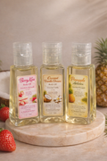 Mini Body Oil Set (3 x 1oz) – Strawberry, Coconut Vanilla & Pineapple | Glow Oil Trio | Lightweight & Fast Absorbing